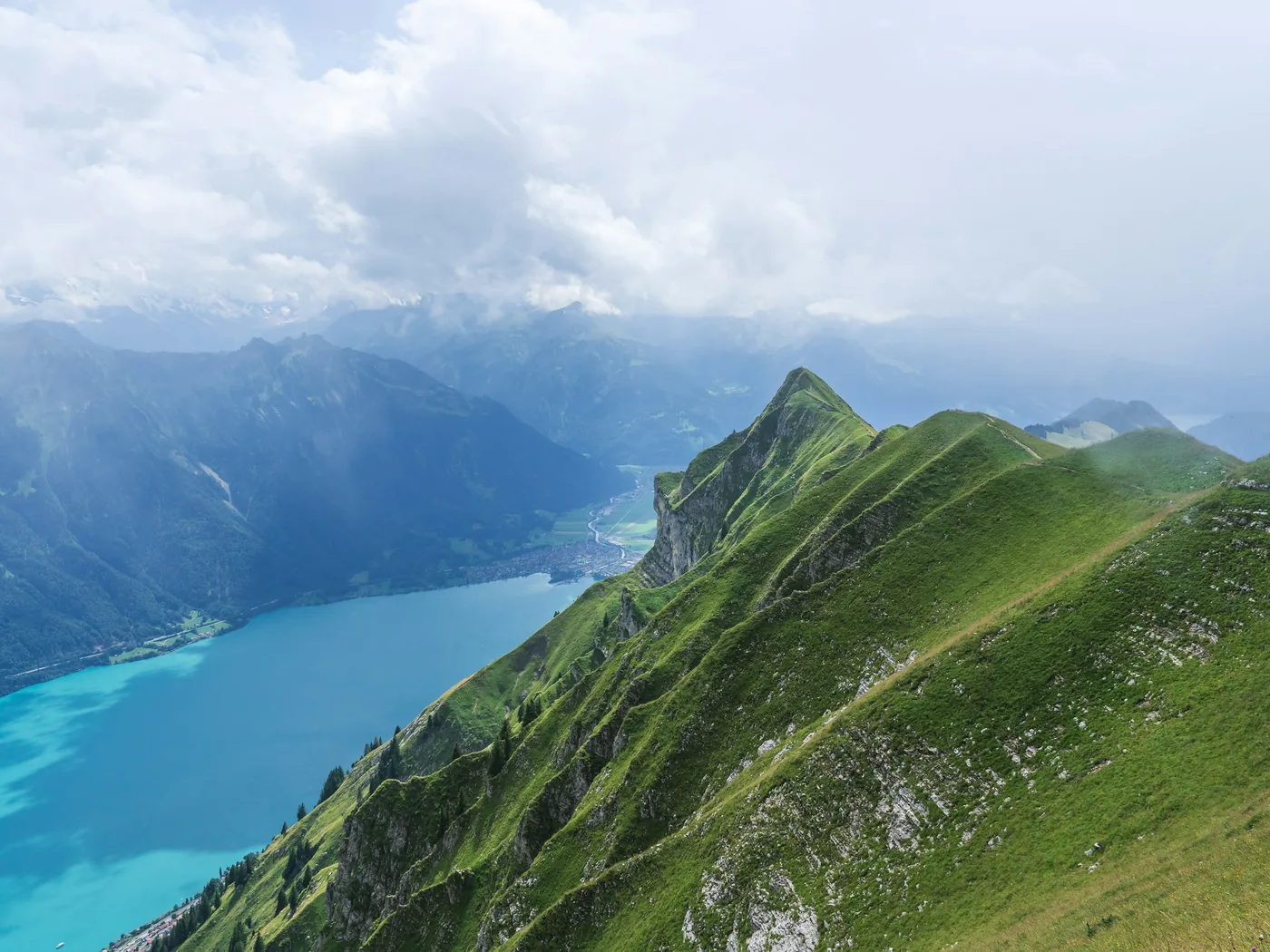 Alpine mountains and green valley around Interlaken